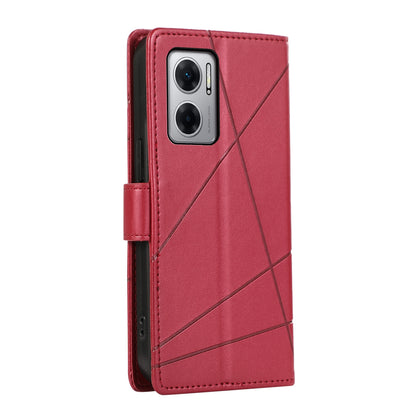 Xiaomi Redmi 10 5g Genuine Leather Texture Embossed Line Phone Case with Card Wallet & Kickstand