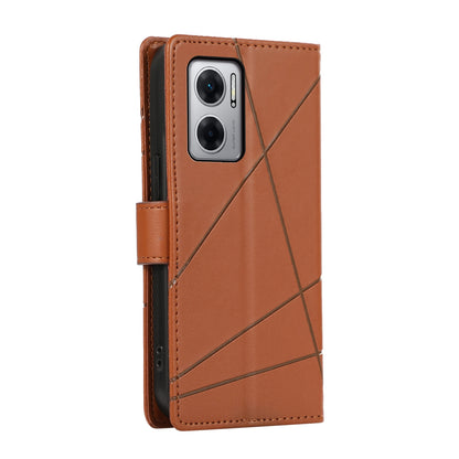 Xiaomi Redmi 10 5g Genuine Leather Texture Embossed Line Phone Case with Card Wallet & Kickstand