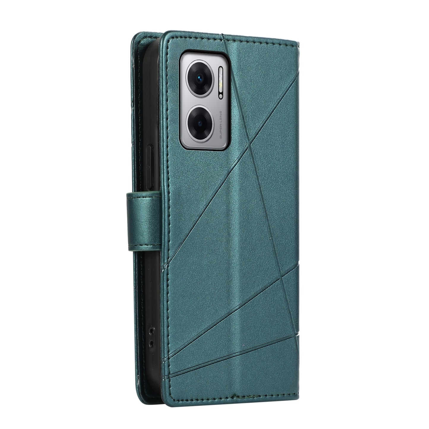 Xiaomi Redmi 10 5g Genuine Leather Texture Embossed Line Phone Case with Card Wallet & Kickstand