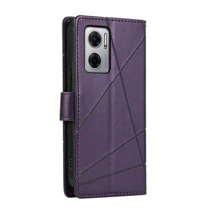 Xiaomi Redmi 10 5g Genuine Leather Texture Embossed Line Phone Case with Card Wallet & Kickstand