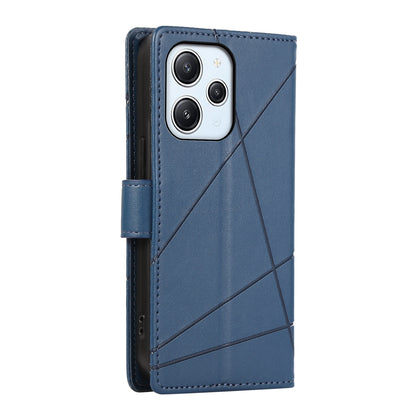 Xiaomi Redmi 12 Genuine Leather Texture Embossed Line Phone Case with Card Wallet & Kickstand