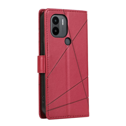 Xiaomi Redmi A1+ Genuine Leather Texture Embossed Line Phone Case with Card Wallet & Kickstand