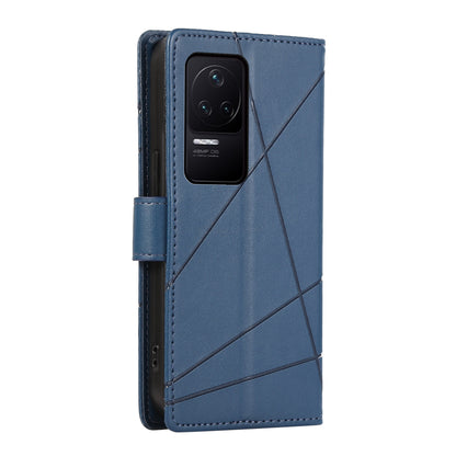 Xiaomi Redmi K50 Genuine Leather Texture Embossed Line Phone Case with Card Wallet & Kickstand