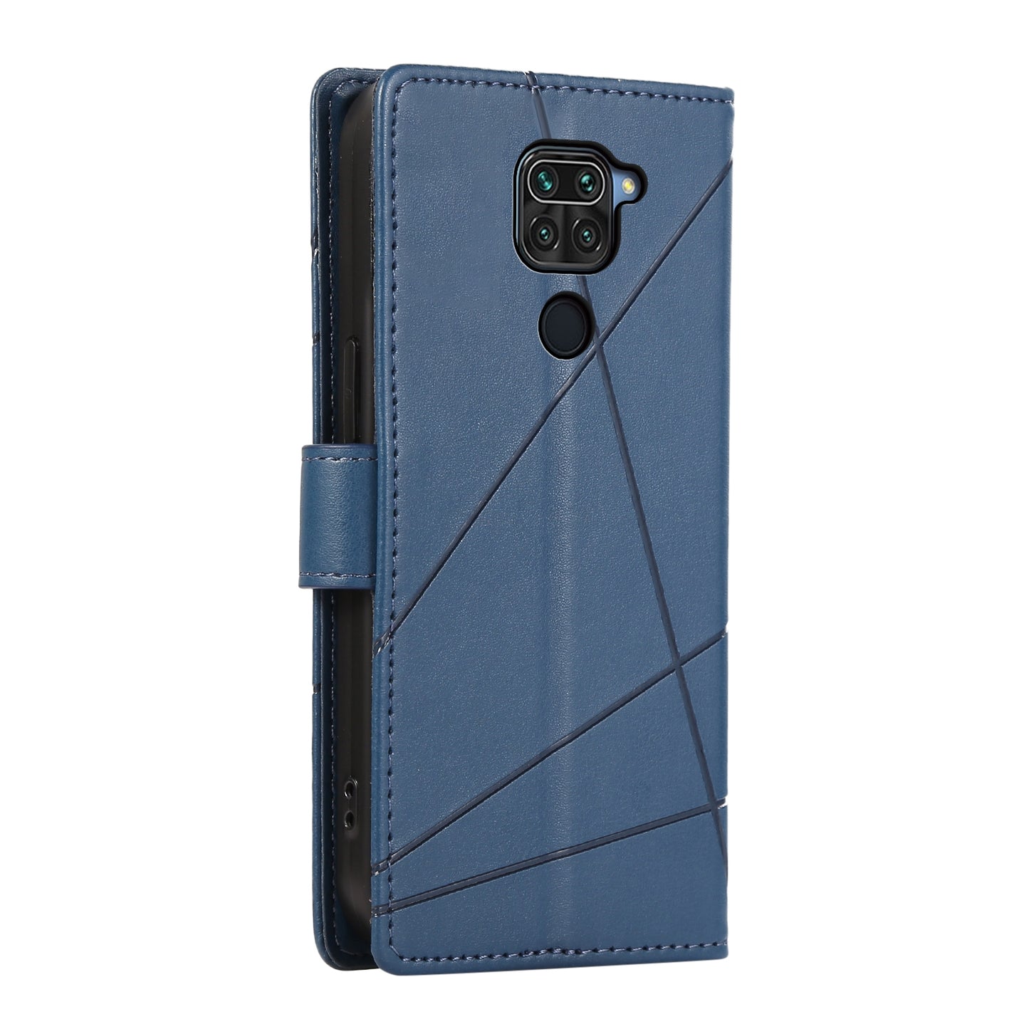 Xiaomi Redmi Note 9 Genuine Leather Texture Embossed Line Phone Case with Card Wallet & Kickstand