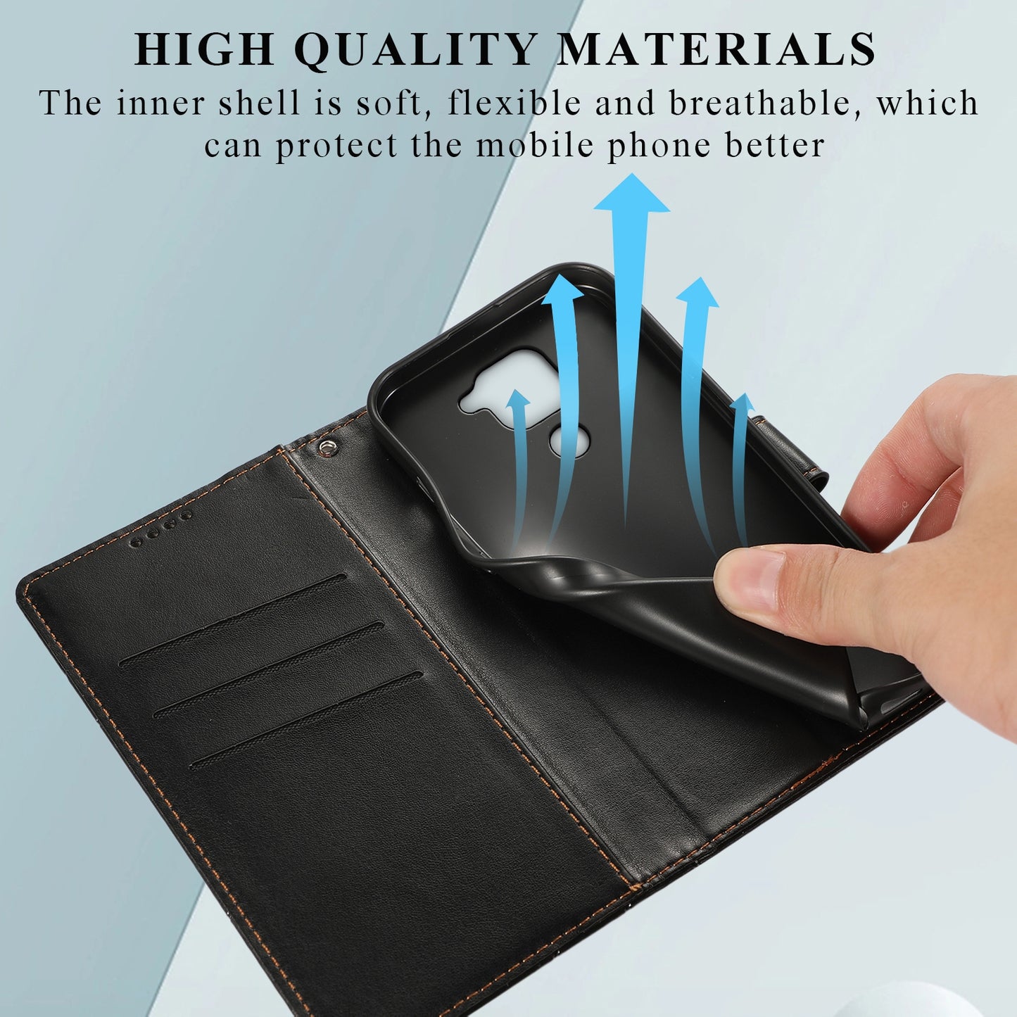 Xiaomi Redmi Note 9 Genuine Leather Texture Embossed Line Phone Case with Card Wallet & Kickstand