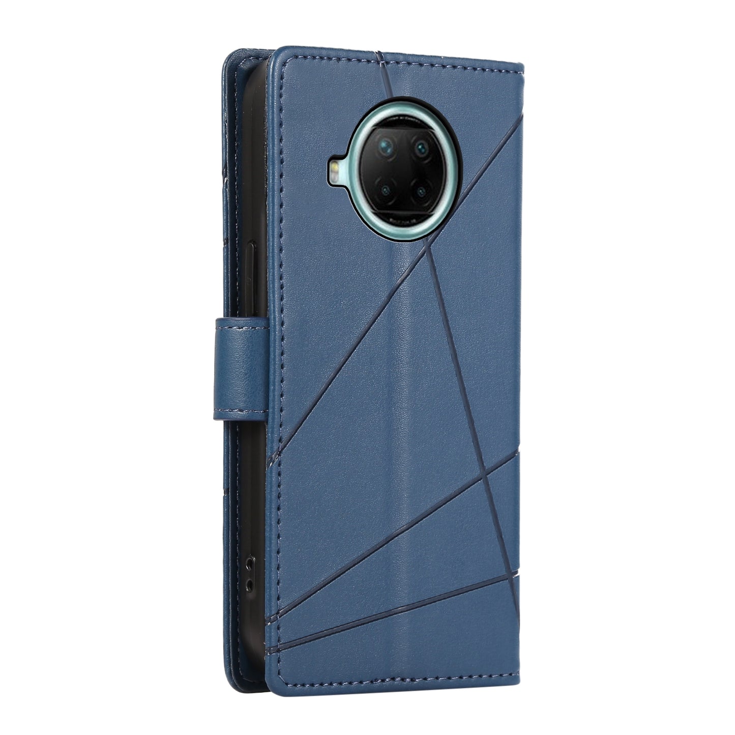 Xiaomi Redmi Note 9 Pro Genuine Leather Texture Embossed Line Phone Case with Card Wallet & Kickstand