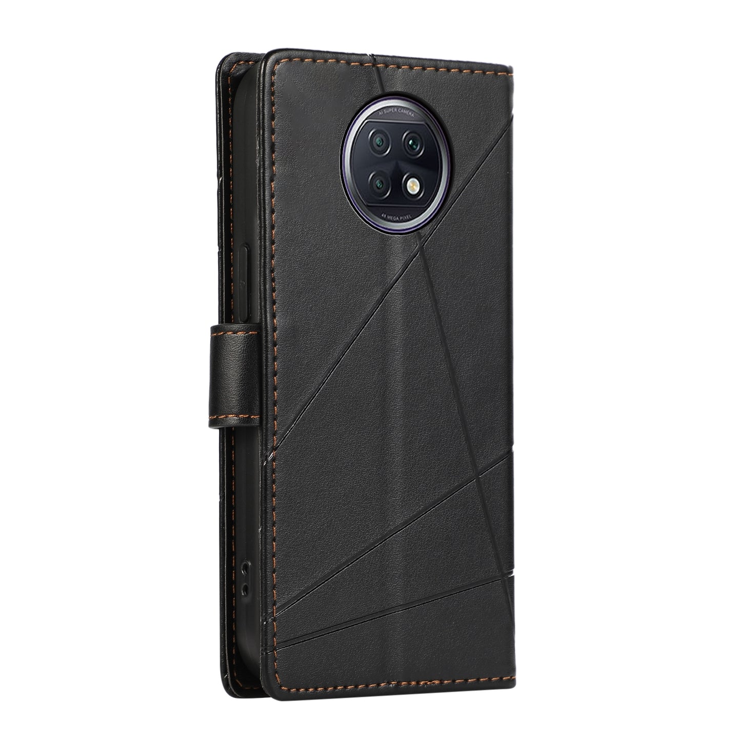 Xiaomi Redmi Note 9T Genuine Leather Texture Embossed Line Phone Case with Card Wallet & Kickstand