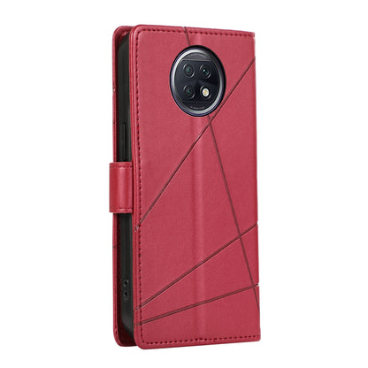 Xiaomi Redmi Note 9T Genuine Leather Texture Embossed Line Phone Case with Card Wallet & Kickstand