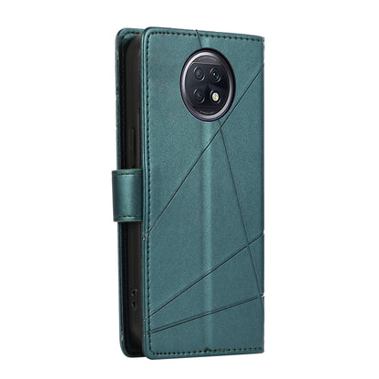 Xiaomi Redmi Note 9T Genuine Leather Texture Embossed Line Phone Case with Card Wallet & Kickstand