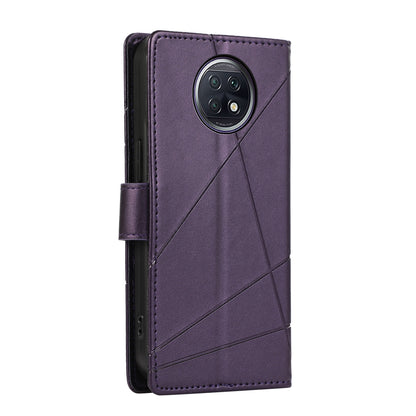 Xiaomi Redmi Note 9T Genuine Leather Texture Embossed Line Phone Case with Card Wallet & Kickstand