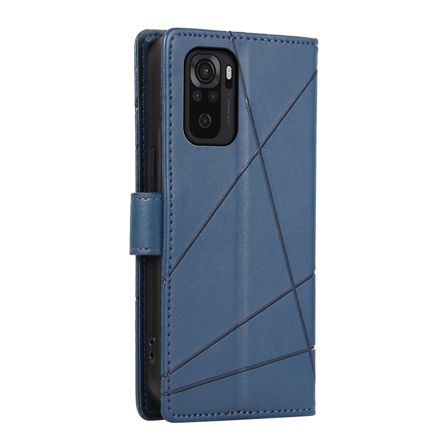 Xiaomi Redmi Note 10 4g Genuine Leather Texture Embossed Line Phone Case with Card Wallet & Kickstand