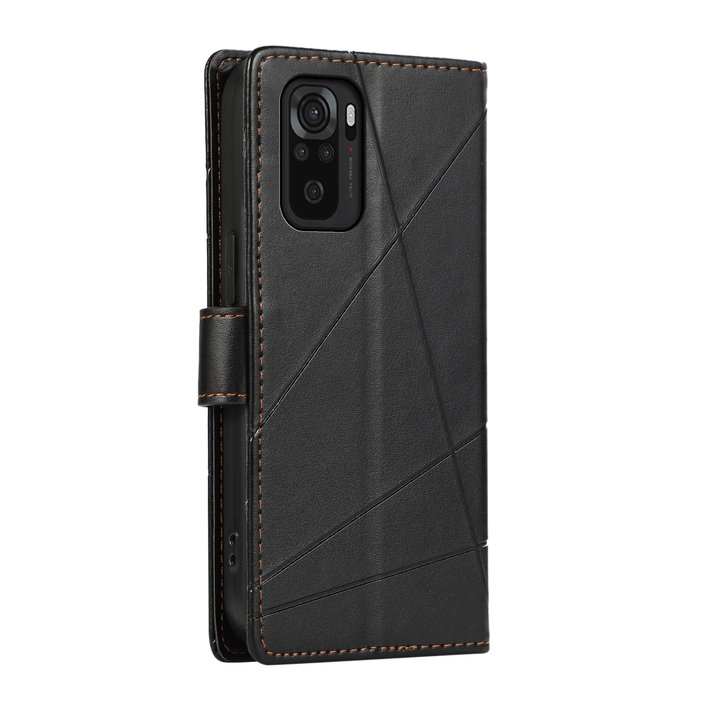 Xiaomi Redmi Note 10 4g Genuine Leather Texture Embossed Line Phone Case with Card Wallet & Kickstand