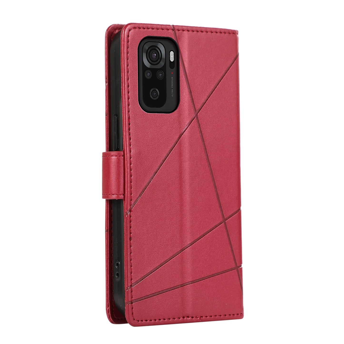 Xiaomi Redmi Note 10 4g Genuine Leather Texture Embossed Line Phone Case with Card Wallet & Kickstand