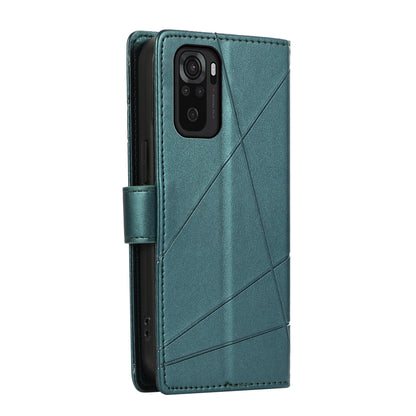 Xiaomi Redmi Note 10 4g Genuine Leather Texture Embossed Line Phone Case with Card Wallet & Kickstand