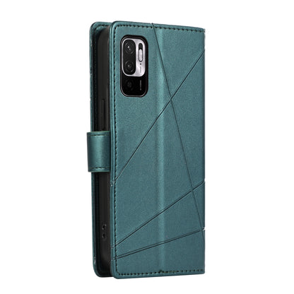 Xiaomi Redmi Note 10 5g Genuine Leather Texture Embossed Line Phone Case with Card Wallet & Kickstand