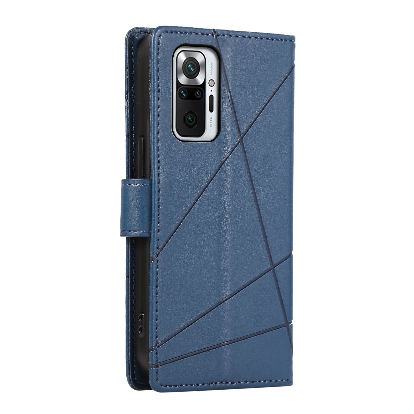 Xiaomi Redmi Note 10 Pro 4g Genuine Leather Texture Embossed Line Phone Case with Card Wallet & Kickstand