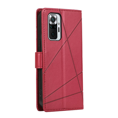 Xiaomi Redmi Note 10 Pro 4g Genuine Leather Texture Embossed Line Phone Case with Card Wallet & Kickstand