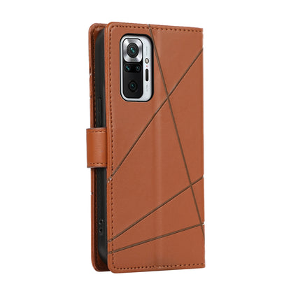 Xiaomi Redmi Note 10 Pro 4g Genuine Leather Texture Embossed Line Phone Case with Card Wallet & Kickstand