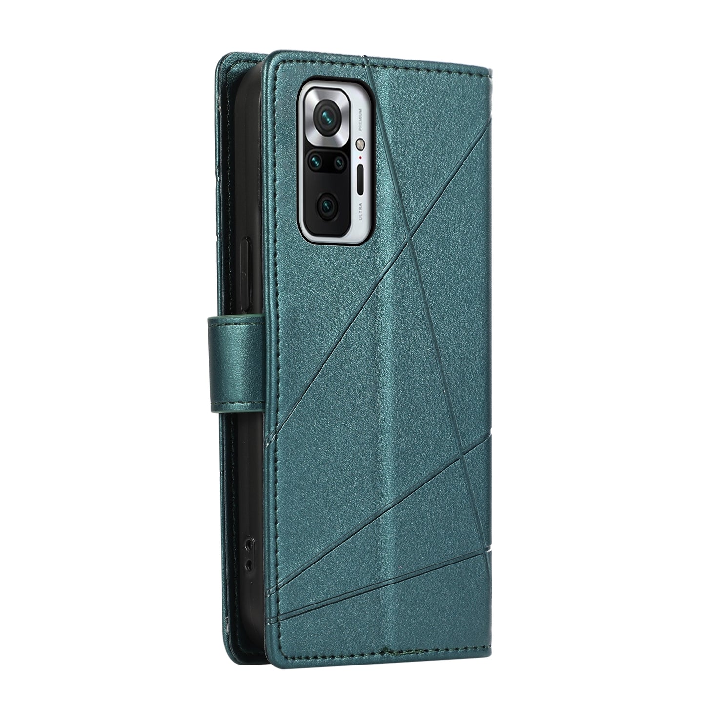 Xiaomi Redmi Note 10 Pro 4g Genuine Leather Texture Embossed Line Phone Case with Card Wallet & Kickstand