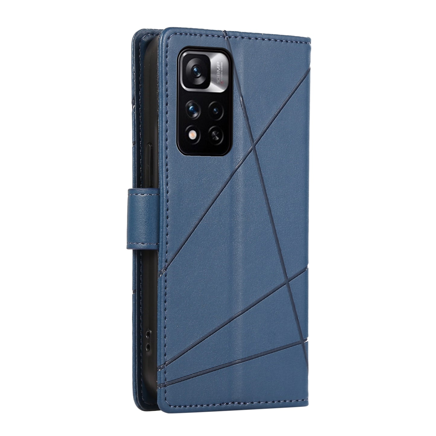 Xiaomi Redmi Note 11 Pro+ 5g Genuine Leather Texture Embossed Line Phone Case with Card Wallet & Kickstand