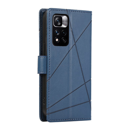 Xiaomi Redmi Note 11 Pro+ 5g Genuine Leather Texture Embossed Line Phone Case with Card Wallet & Kickstand