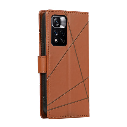 Xiaomi Redmi Note 11 Pro+ 5g Genuine Leather Texture Embossed Line Phone Case with Card Wallet & Kickstand