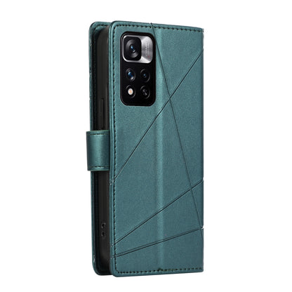 Xiaomi Redmi Note 11 Pro+ 5g Genuine Leather Texture Embossed Line Phone Case with Card Wallet & Kickstand