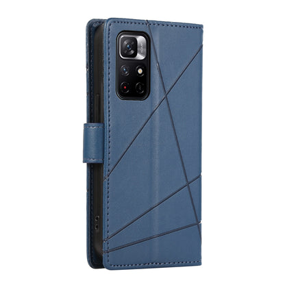 Xiaomi Redmi Note 11 5g Genuine Leather Texture Embossed Line Phone Case with Card Wallet & Kickstand