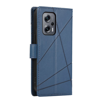 Xiaomi Redmi Note 11T Pro Genuine Leather Texture Embossed Line Phone Case with Card Wallet & Kickstand