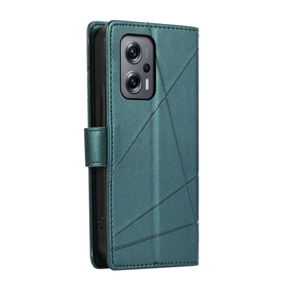 Xiaomi Redmi Note 11T Pro Genuine Leather Texture Embossed Line Phone Case with Card Wallet & Kickstand