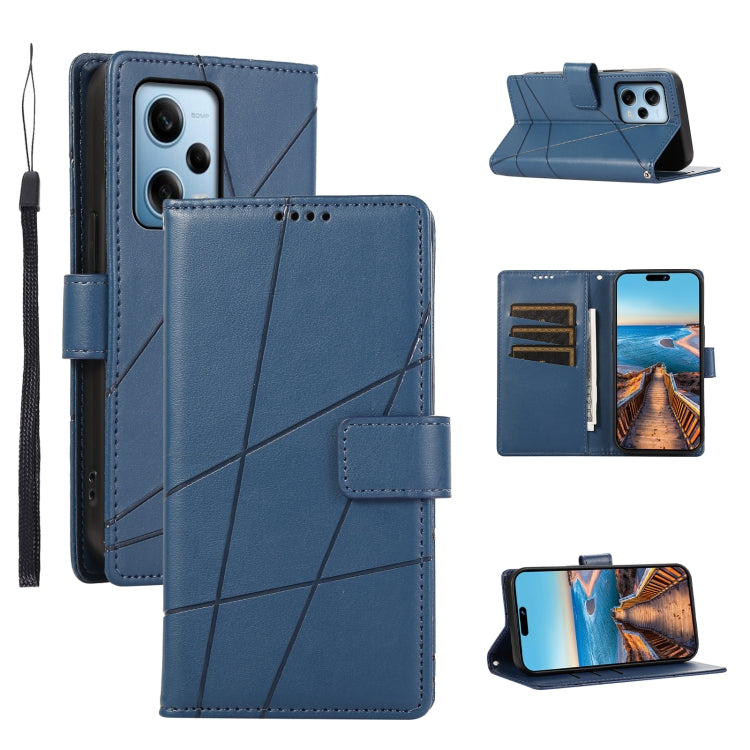 Xiaomi Redmi Note 12 Pro 5g Genuine Leather Texture Embossed Line Phone Case with Card Wallet & Kickstand