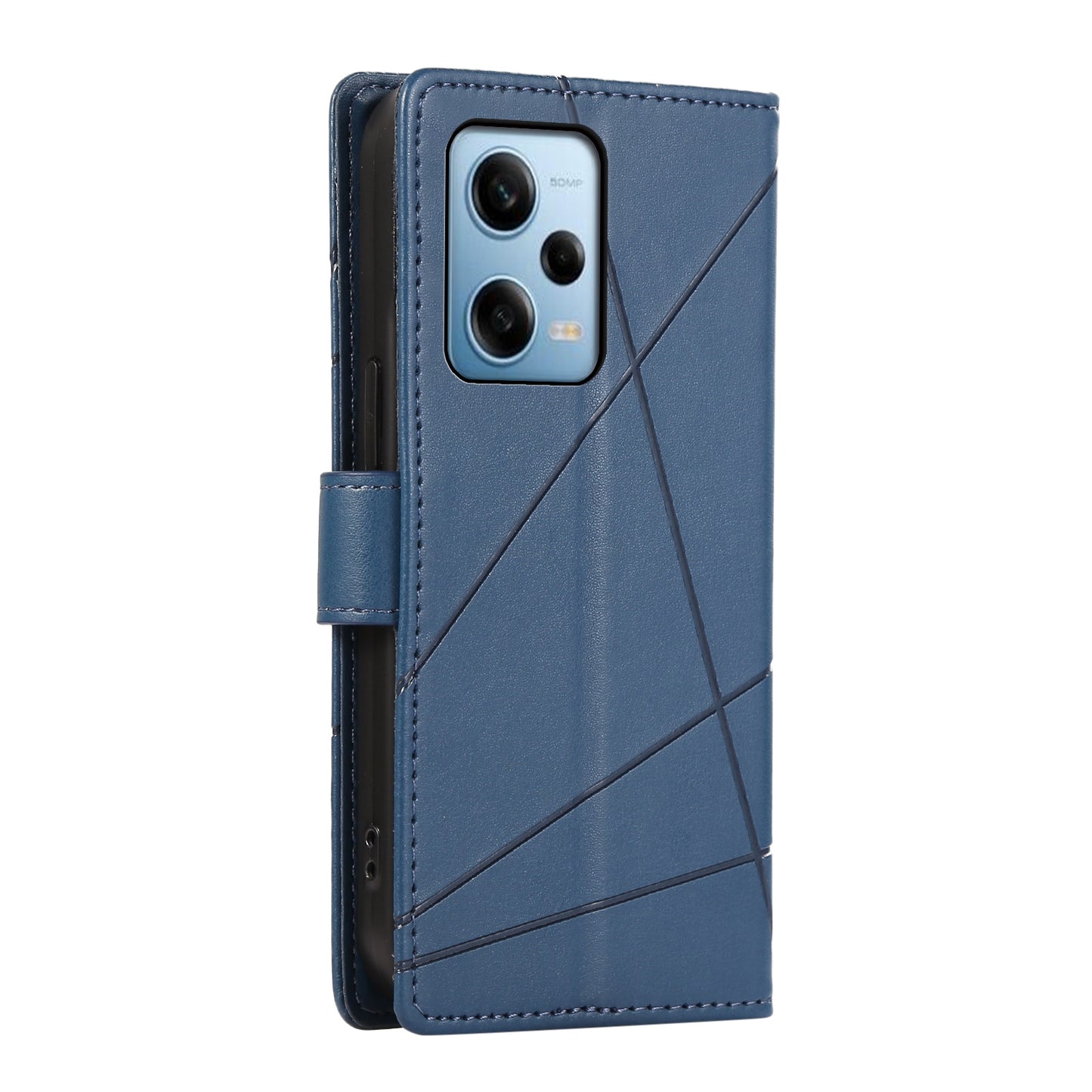 Xiaomi Redmi Note 12 Pro 5g Genuine Leather Texture Embossed Line Phone Case with Card Wallet & Kickstand