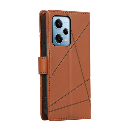 Xiaomi Redmi Note 12 Pro 5g Genuine Leather Texture Embossed Line Phone Case with Card Wallet & Kickstand