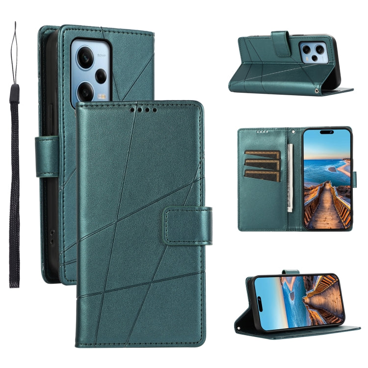 Xiaomi Redmi Note 12 Pro 5g Genuine Leather Texture Embossed Line Phone Case with Card Wallet & Kickstand