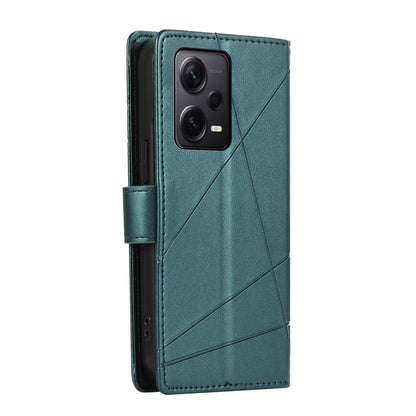 Xiaomi Redmi Note 12 Pro+ 5g Genuine Leather Texture Embossed Line Phone Case with Card Wallet & Kickstand