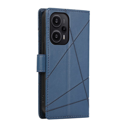 Xiaomi Redmi Note 12 Turbo Genuine Leather Texture Embossed Line Phone Case with Card Wallet & Kickstand