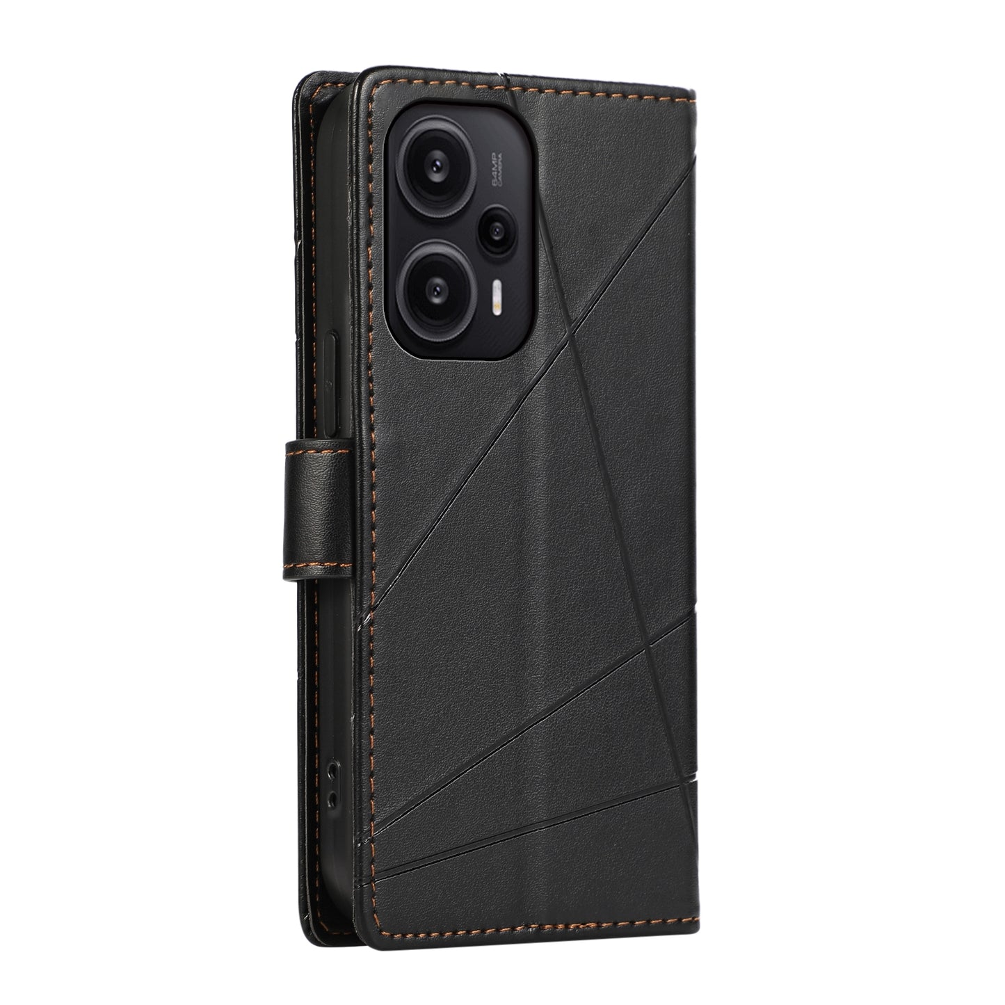 Xiaomi Redmi Note 12 Turbo Genuine Leather Texture Embossed Line Phone Case with Card Wallet & Kickstand