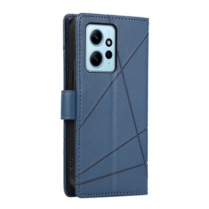 Xiaomi Redmi Note 12 4g Genuine Leather Texture Embossed Line Phone Case with Card Wallet & Kickstand