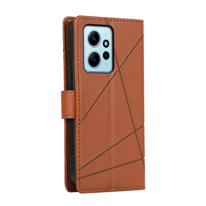 Xiaomi Redmi Note 12 4g Genuine Leather Texture Embossed Line Phone Case with Card Wallet & Kickstand