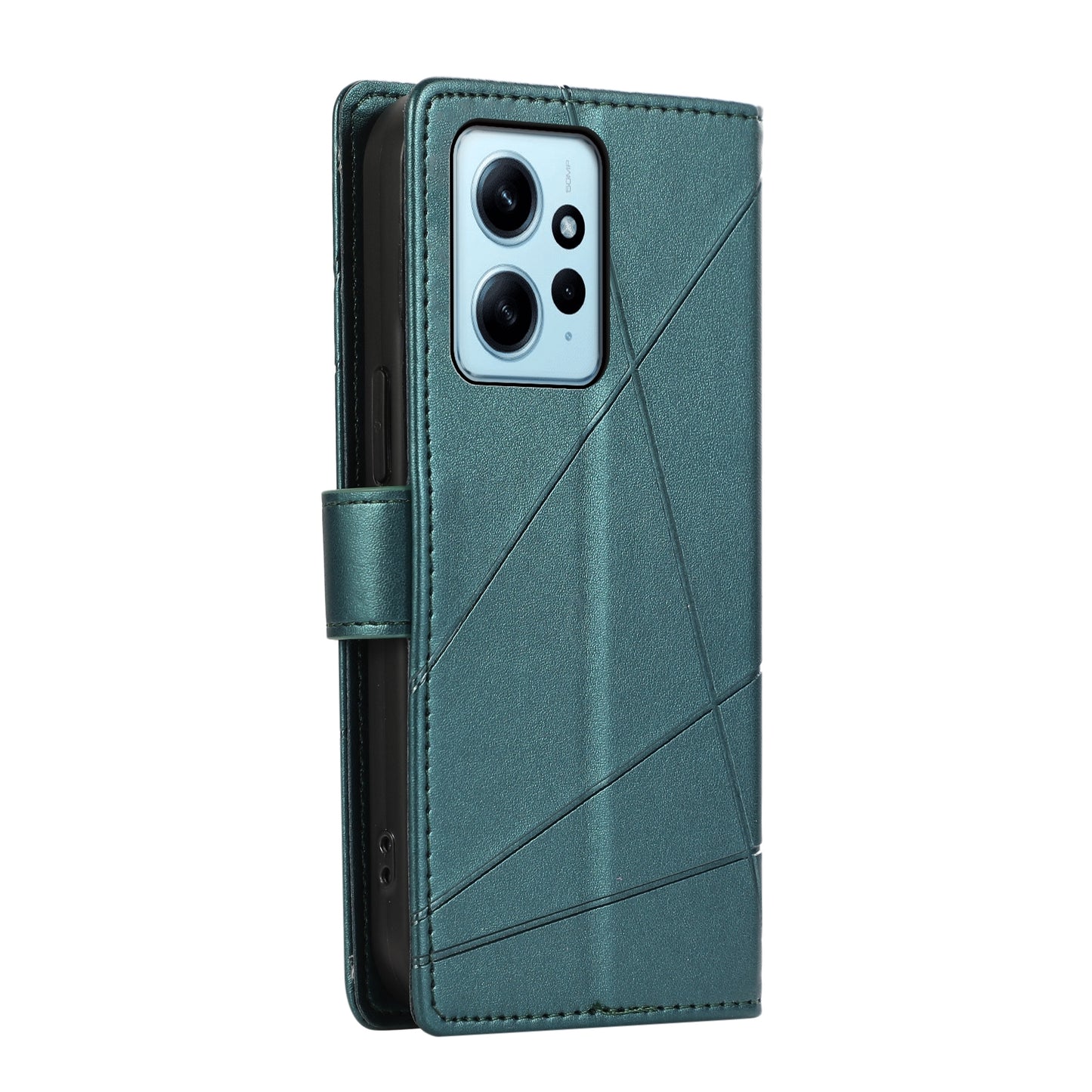 Xiaomi Redmi Note 12 4g Genuine Leather Texture Embossed Line Phone Case with Card Wallet & Kickstand