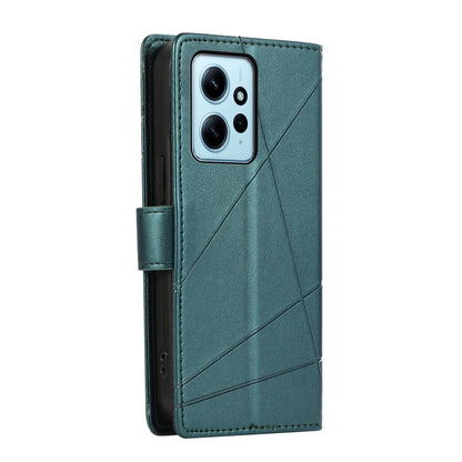 Xiaomi Redmi Note 12 4g Genuine Leather Texture Embossed Line Phone Case with Card Wallet & Kickstand