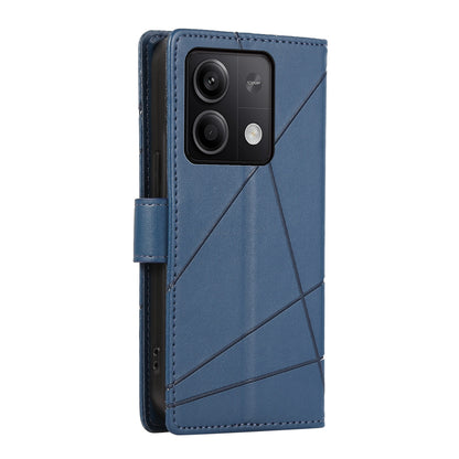 Xiaomi Redmi Note 13 5g Genuine Leather Texture Embossed Line Phone Case with Card Wallet & Kickstand