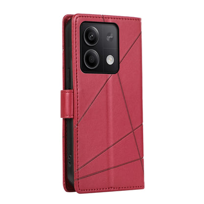 Xiaomi Redmi Note 13 5g Genuine Leather Texture Embossed Line Phone Case with Card Wallet & Kickstand