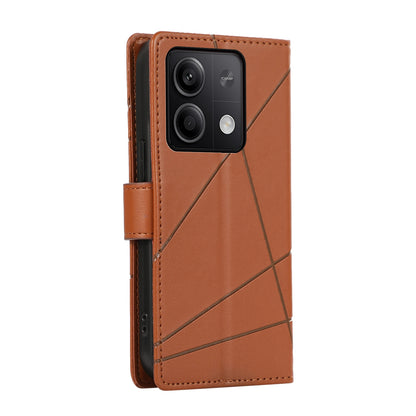 Xiaomi Redmi Note 13 5g Genuine Leather Texture Embossed Line Phone Case with Card Wallet & Kickstand