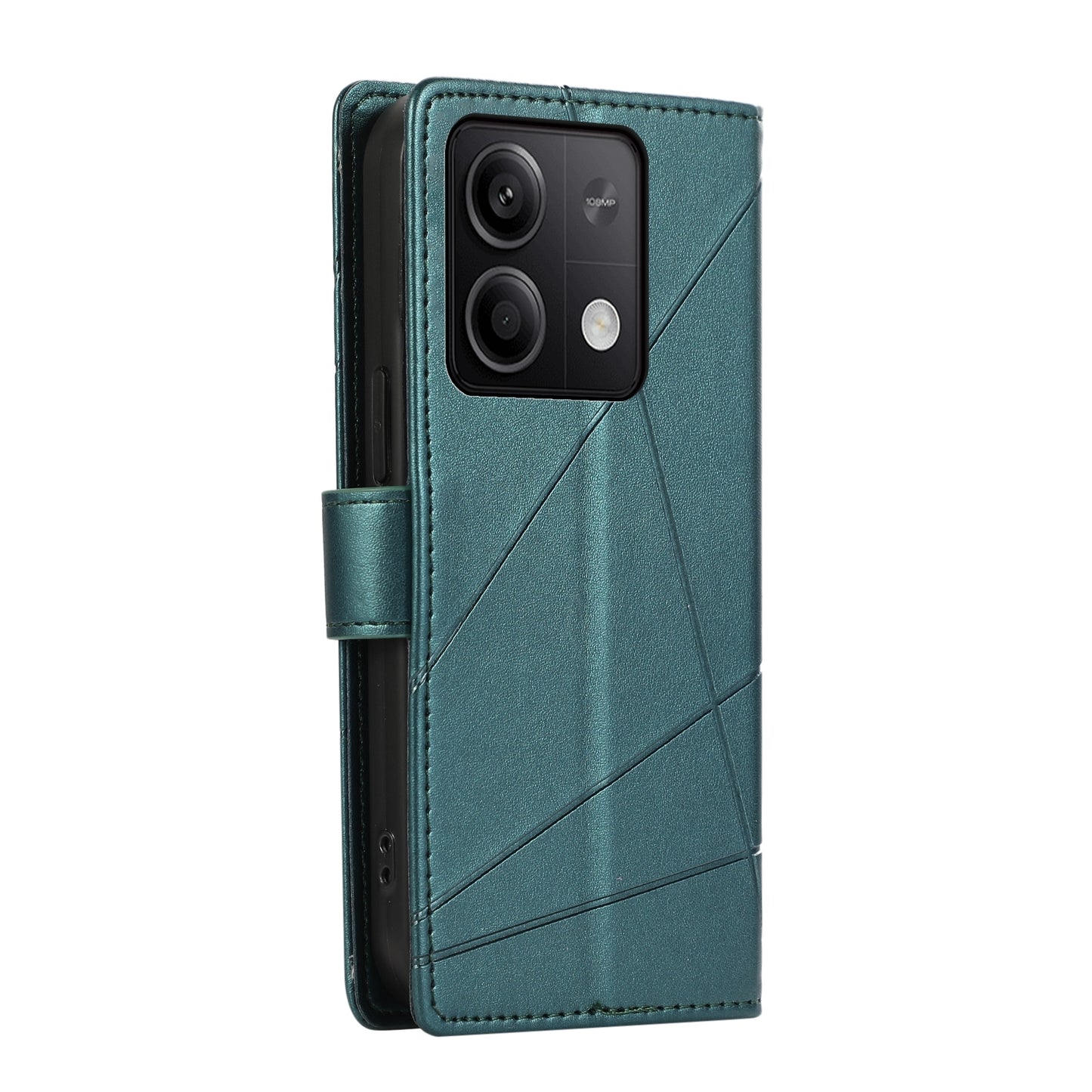 Xiaomi Redmi Note 13 5g Genuine Leather Texture Embossed Line Phone Case with Card Wallet & Kickstand