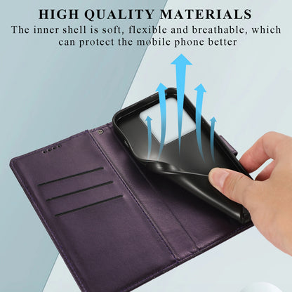 Xiaomi Redmi Note 13 5g Genuine Leather Texture Embossed Line Phone Case with Card Wallet & Kickstand