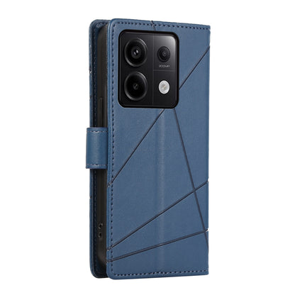 Xiaomi Redmi Note 13 Pro 5g Genuine Leather Texture Embossed Line Phone Case with Card Wallet & Kickstand