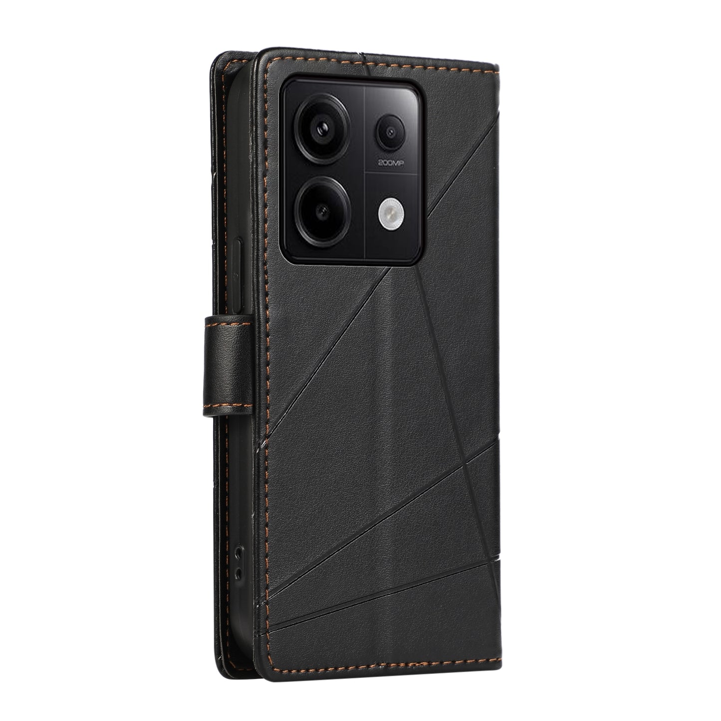 Xiaomi Redmi Note 13 Pro 5g Genuine Leather Texture Embossed Line Phone Case with Card Wallet & Kickstand