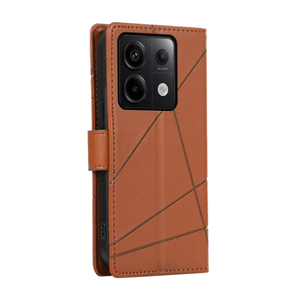 Xiaomi Redmi Note 13 Pro 5g Genuine Leather Texture Embossed Line Phone Case with Card Wallet & Kickstand