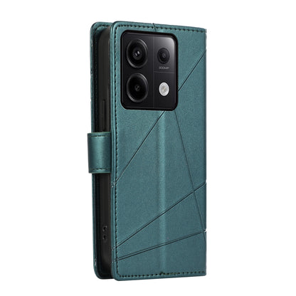 Xiaomi Redmi Note 13 Pro 5g Genuine Leather Texture Embossed Line Phone Case with Card Wallet & Kickstand